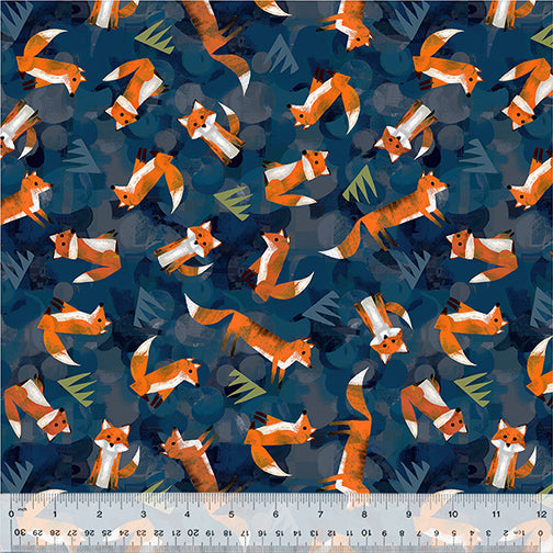 Wild Foxes - Navy $13.49/ Yard