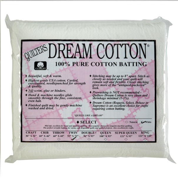 Quilters Dream Cotton Supreme Quilt Batting Crib Size Natural Color Heavy  Weight 