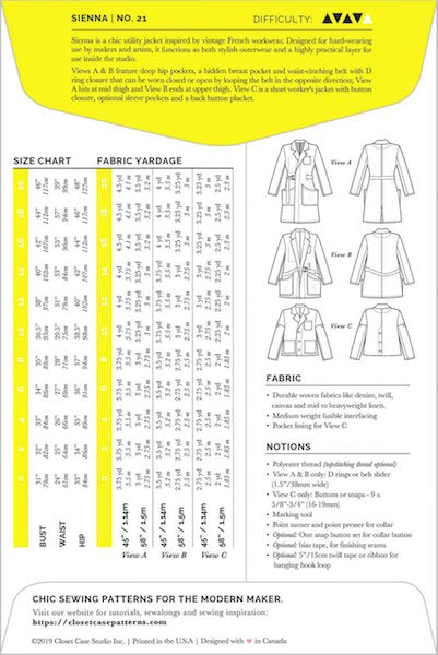 D Rings for Sienna Maker Jacket – Closet Core Patterns