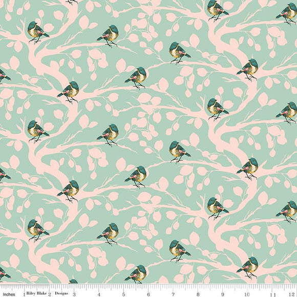 Porch Swing Birds and Branches - Mint $12.99/ Yard