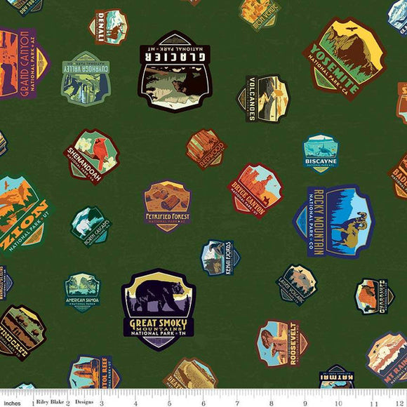 National Parks - Patches Green $13.49/yd