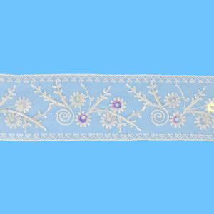 Sheer Embroidered Ribbon with Beads $5.00/Yard