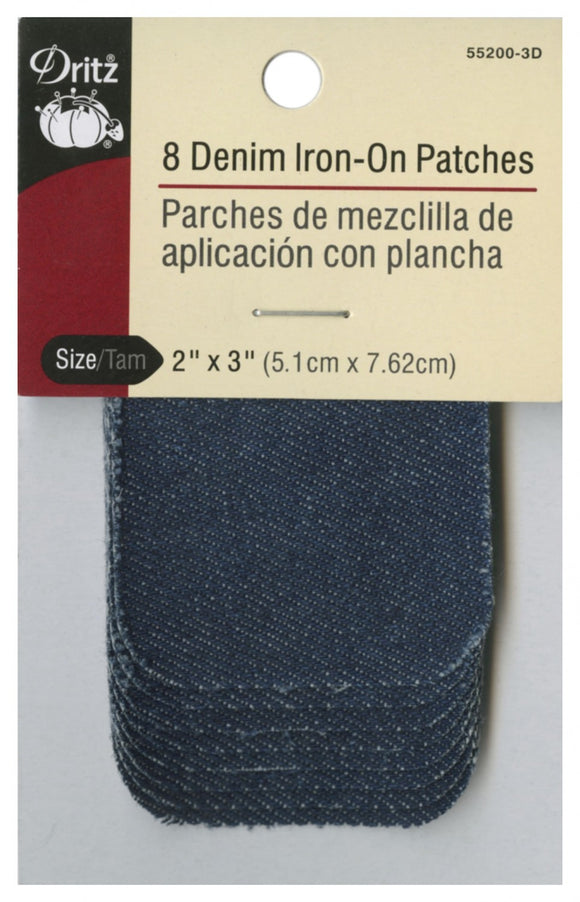 Iron on Patch Dark Blue Denim 2in x 3in 8ct