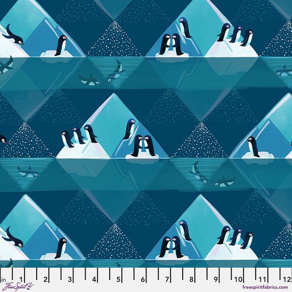 Penguin Playground - Turquoise $12.99/ Yard