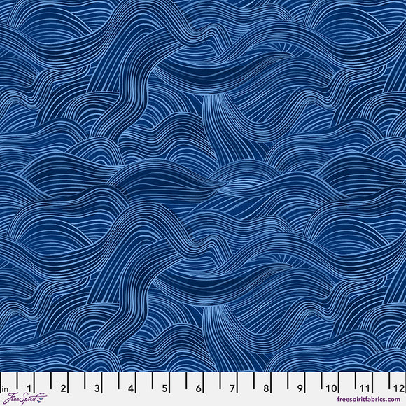 Watercolor Waves - Dark Blue $12.99/ Yard