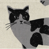 Japanese Linen : NekoNoe Cat Cat Canvas Natural $24.49/yd