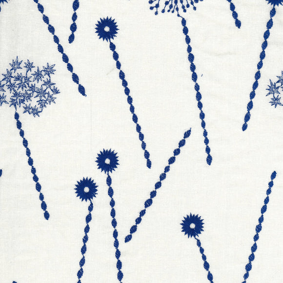 Japanese Embroidered Linen: Branch Blue $22.49/yd