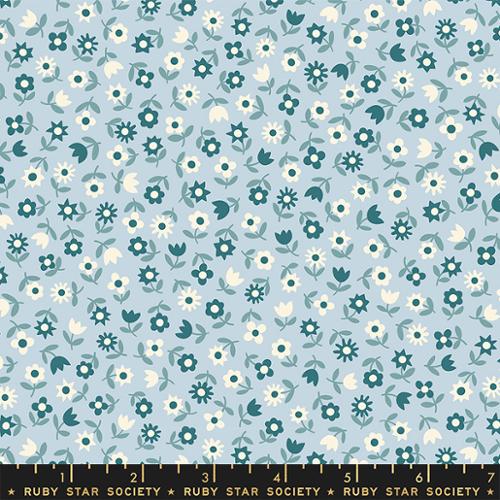 Picture Book Floral - Water Blue $12.99/ Yard