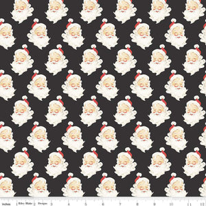 FLANNEL: Santa Heads - Charcoal $13.49 / Yard