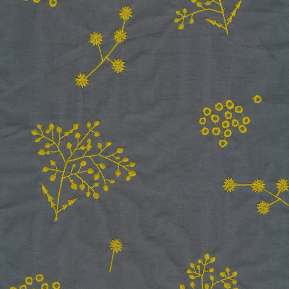 Japanese Embroidered Linen: Botanical Grey $22.49/yd