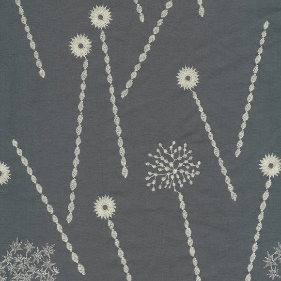 Japanese Embroidered Linen: Branch Grey $22.49/yd