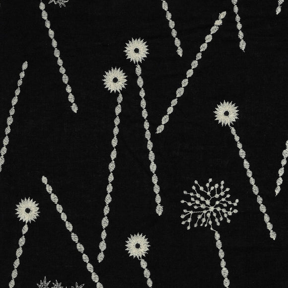 Japanese Embroidered Linen: Branch Black $22.49/yd