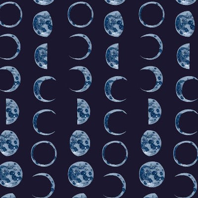 Dark blue background with lunar cycle in rows