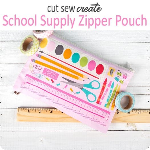 School Supply Zipper Pouch Panel