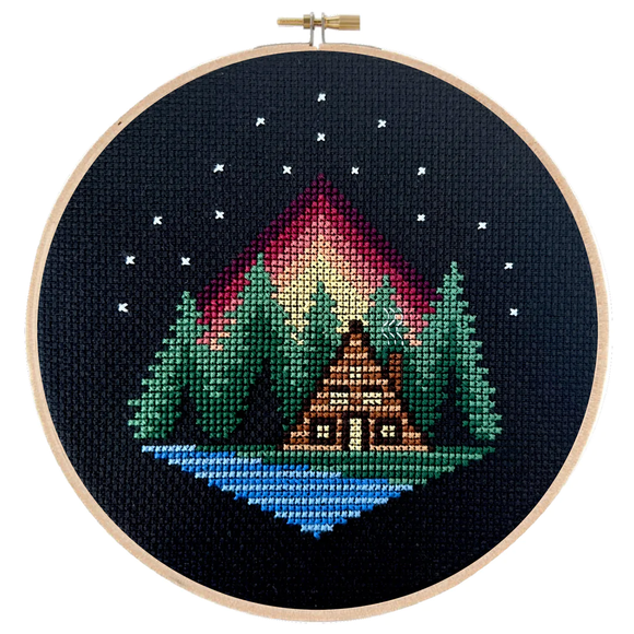 Cabin Sunset Cross Stitch Kit